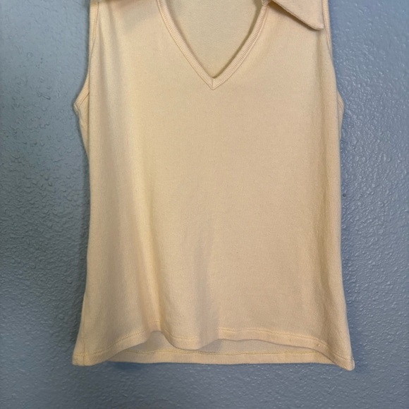 Reformation Austine Knit Polo Tank Top Butter Yellow - Picture 6 of 10